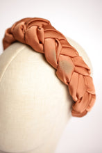 Terracotta satin braided headband Plaited tan headband Braided gold brown aliceband Duchess plaited headband Chunky hairband silk headband