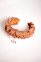 Terracotta satin braided headband Plaited tan headband Braided gold brown aliceband Duchess plaited headband Chunky hairband silk headband