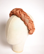 Terracotta satin braided headband Plaited tan headband Braided gold brown aliceband Duchess plaited headband Chunky hairband silk headband