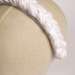 Wedding headpiece for bride Satin braided headband white Bridal headband Bride to be headband silk headband