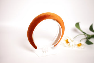 Burnt orange padded headband Velvet headband Soft headband Velvet headband for women Handmade headband