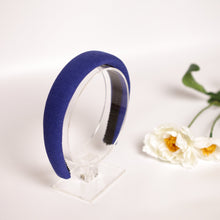 Blue padded headband Linen headband Girls headband Womens headband Adult headband Non slip headband