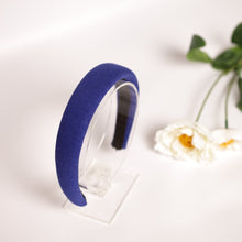 Blue padded headband Linen headband Girls headband Womens headband Adult headband Non slip headband