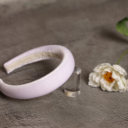White padded headband Velvet headband White hair band Bridal headpiece 2.5 cm wide