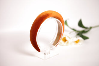 Burnt orange padded headband Velvet headband Soft headband Velvet headband for women Handmade headband