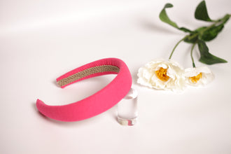 Hot pink padded headband Headbands for girls Linen headband Headband for women Soft headband Trendy headband Girls headband