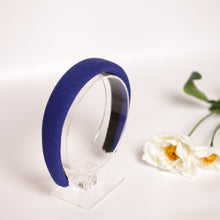 Blue padded headband Linen headband Girls headband Womens headband Adult headband Non slip headband