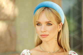 Womens headband  Velvet headband Cute headband Aliceband Non slip headband Spring headband Blue padded headband light blue headband