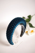 Crystal padded headband Rhinestone headband Sparkly headband Designer headband Dark turquoise headband Halo headband