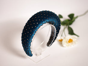 Crystal padded headband Rhinestone headband Sparkly headband Designer headband Dark turquoise headband Halo headband