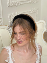 Black Wizard Velvet Birdcage Veil Headband Ascot Hat Black Wedding Veil Wizard Headband