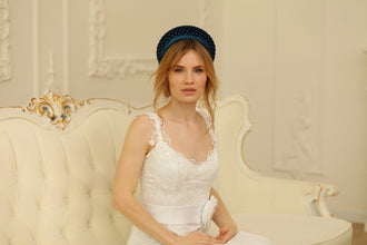 Crystal padded headband Rhinestone headband Sparkly headband Designer headband Dark turquoise headband Halo headband