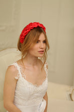 Red satin headband Braided headband  Comfortable headband Braided headband Chunky headband Red headband Handmade headband
