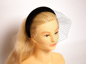Black Wizard Velvet Birdcage Veil Headband Ascot Hat Black Wedding Veil Wizard Headband