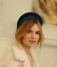 Crystal padded headband Rhinestone headband Sparkly headband Designer headband Dark turquoise headband Halo headband