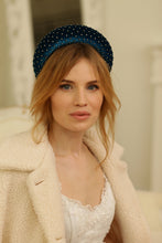 Crystal padded headband Rhinestone headband Sparkly headband Designer headband Dark turquoise headband Halo headband