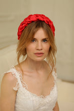 Red satin headband Braided headband  Comfortable headband Braided headband Chunky headband Red headband Handmade headband