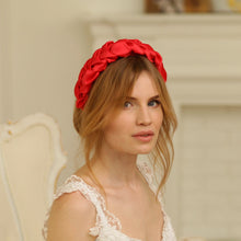 Red satin headband Braided headband  Comfortable headband Braided headband Chunky headband Red headband Handmade headband