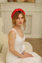 Red satin headband Braided headband  Comfortable headband Braided headband Chunky headband Red headband Handmade headband