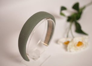 Summer headband Green linen padded headband Soft handmade hair band Fabric headband Custom headband Women alice band cotton headband