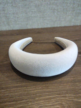 White padded headband,wide hair band,wedding headband,halo headband,Velvet headbands for women,thick headband