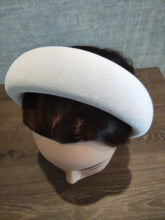 White padded headband,wide hair band,wedding headband,halo headband,Velvet headbands for women,thick headband