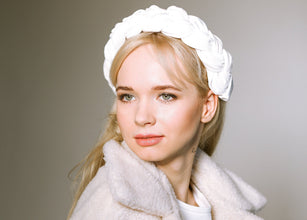 White braided headband Bride headband Braided headband Headband mariage Bride to be headband Velvet headband  wedding headband