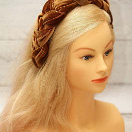 Brown  braided velvet headband plaited hairband Padded braid headband Matador headband Brown padded headband Women headbands