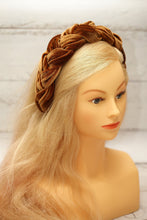 Brown  braided velvet headband plaited hairband Padded braid headband Matador headband Brown padded headband Women headbands