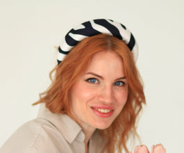 Animal print headband Black and white headband Padded headband Satin headband Silk headband