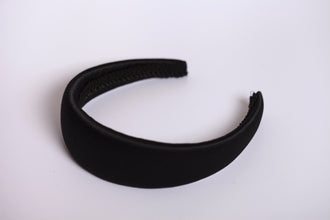 Black silk headband,padded headband,Wide Padded headband,classic headband,black satin headband