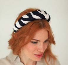 Animal print headband Black and white headband Padded headband Satin headband Silk headband