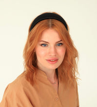 Black silk headband,padded headband,Wide Padded headband,classic headband,black satin headband