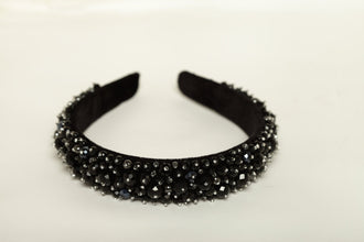 Beaded headband Crystal headband Jewelled headband Embellished headband Black beaded headband
