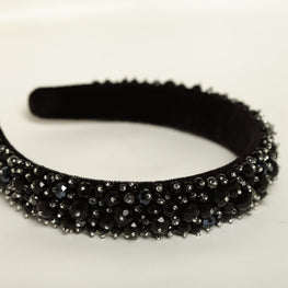Beaded headband Crystal headband Jewelled headband Embellished headband Black beaded headband