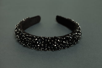 Beaded headband Crystal headband Jewelled headband Embellished headband Black beaded headband